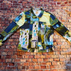 Womens Simply Art by Dolcezza abstract multicolor button-up jacket Style 17616-X